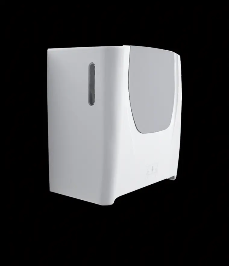 Purnext W660M auto cut hand towel dispenser, angled side view
