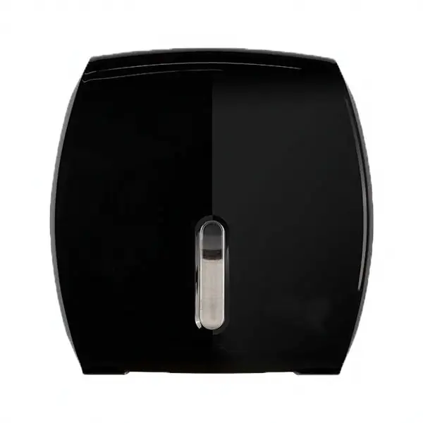 Purnext K610 jumbo roll toilet tissue dispenser in black, front view