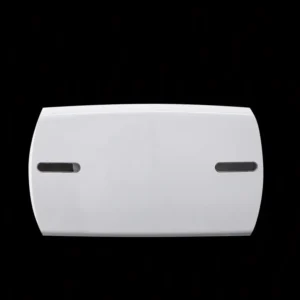 Purnext K670 twin jumbo roll tissue dispenser in white, front view with the two dispensing slots